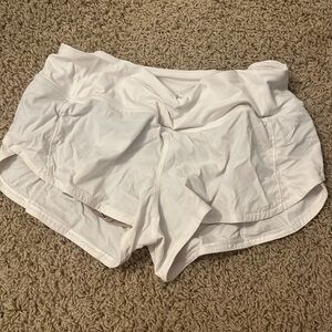 White lululemon speed up shorts